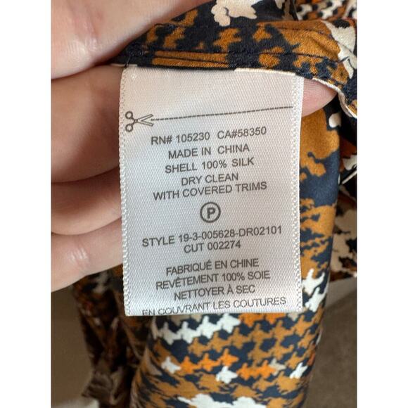 Equipment Relle Silk Shirtdress 2 Luxury Houndstooth Academia Modest Business - Picture 11 of 16